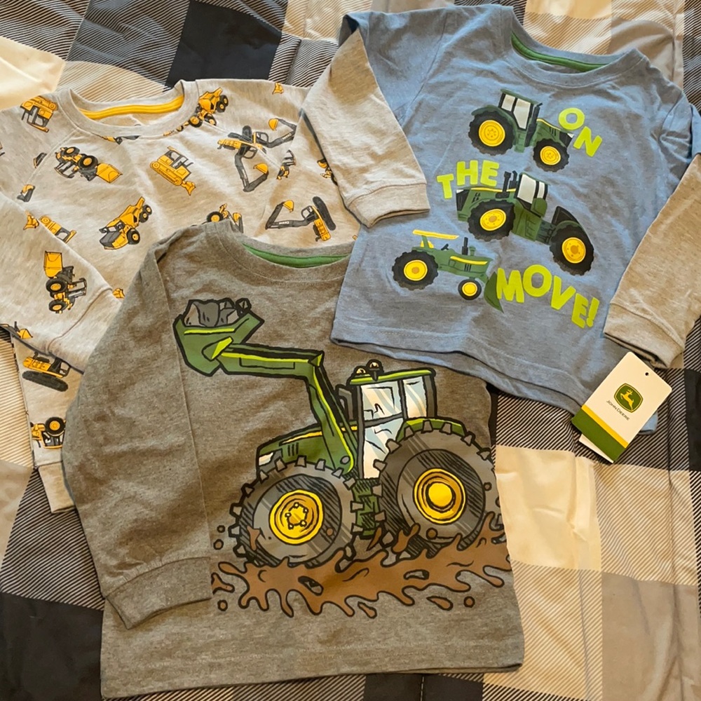 Set/Lot of 3 Long Sleeve Authentic John Deere Shirts Toddler size 3T NWT